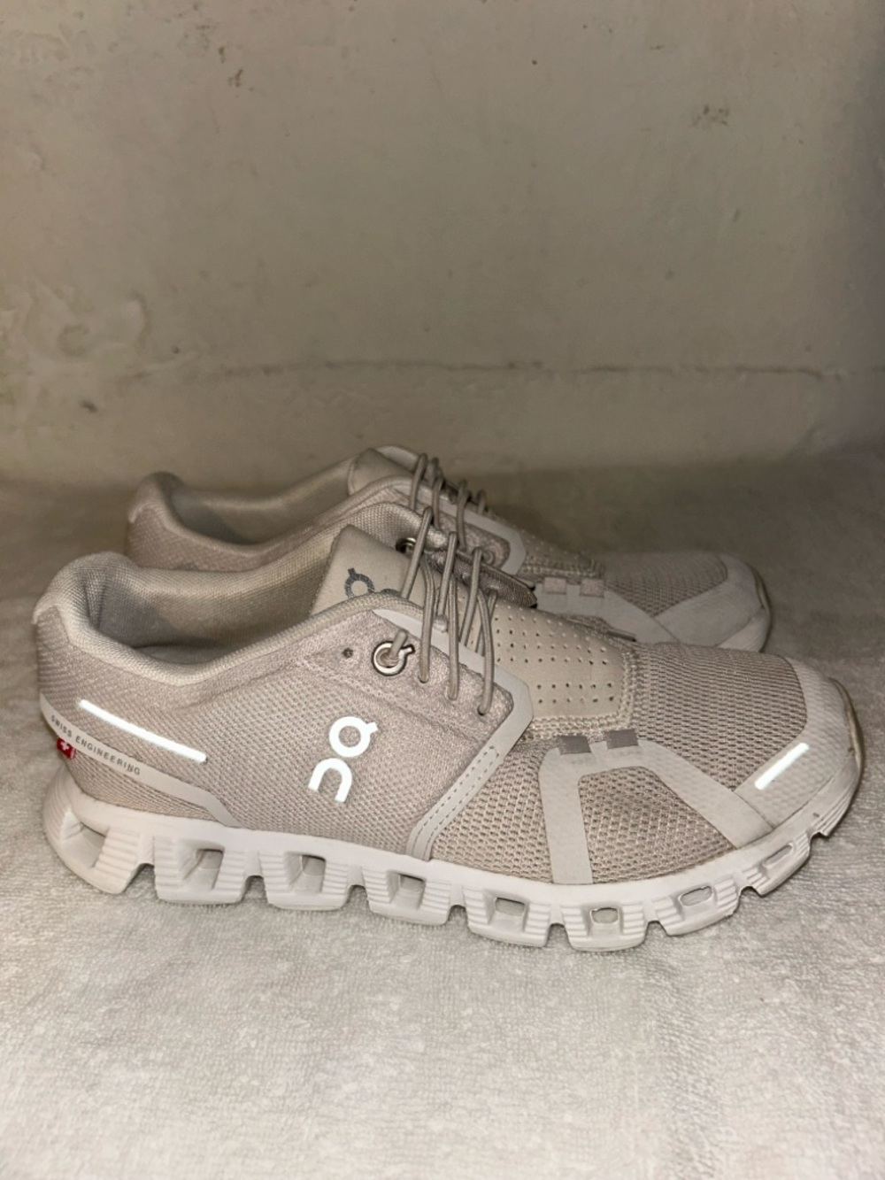 On Running Women's Cloud Sneakers in Light Beige/White
